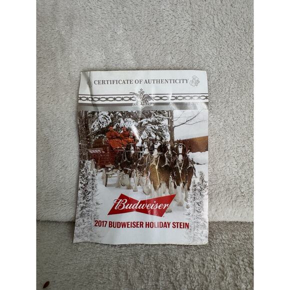 Budweiser Holiday Retreat Christmas Mug 2017 Beer Stein w/ COA 38th Anniversary - Picture 7 of 7